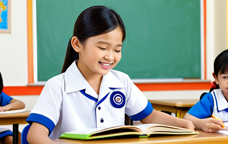 School Setting**

"A fully clothed Thai elementary school student wearing a neat uniform, participating in a speech therapy session in a bright and cheerful classroom. The SLP is assisting the child with reading exercises. Appropriate attire, perfect anatomy, well-formed hands, natural pose, professional, family-friendly, safe for work, appropriate content."

**