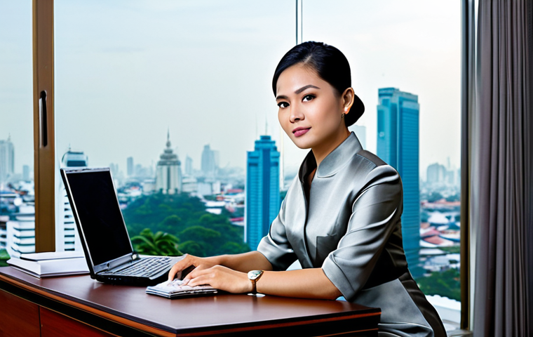 언어장애 치료 - **Prompt:** A professional Thai businesswoman in a modest, elegant silk dress, sitting at a traditio...