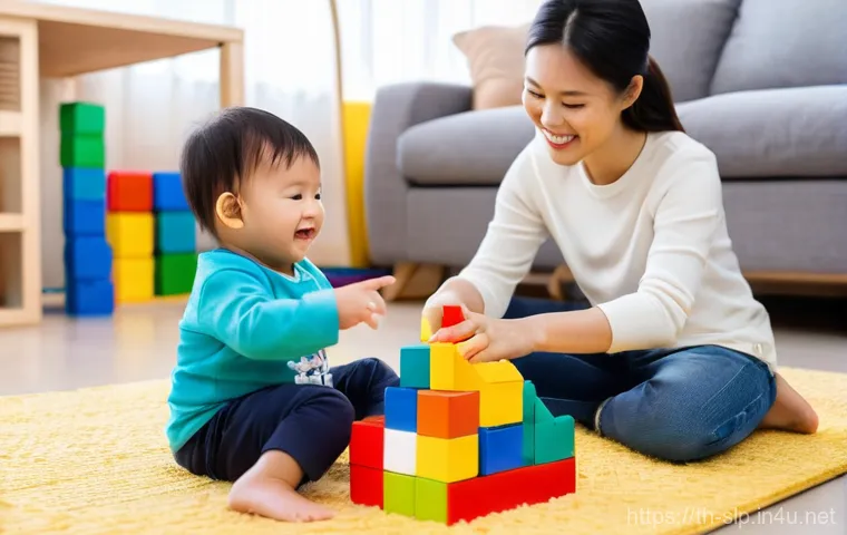 음성 발달 검사 - **Prompt:** A close-up, warm and bright image of a cheerful Thai baby, approximately 6-9 months old,...