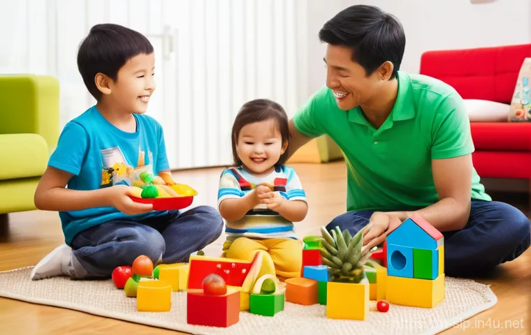 자폐 스펙트럼 언어치료 - **Prompt:** A child, approximately 6-8 years old, with a joyful and engaged expression, is actively ...